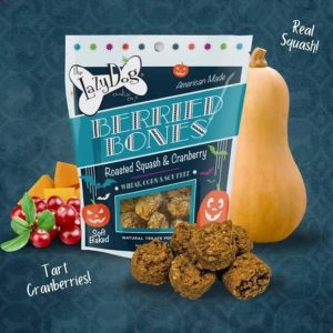 The Lazy Dog Cookie Co. Berried Bones Roasted Squash & Cranberry Soft - Baked Treats For Dogs (5 oz) - Buzzy Pet Shop