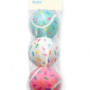 Birthday 3pk Sprinkle Tennis Balls Fetch Dog Toy 2.5" - Buzzy Pet Shop